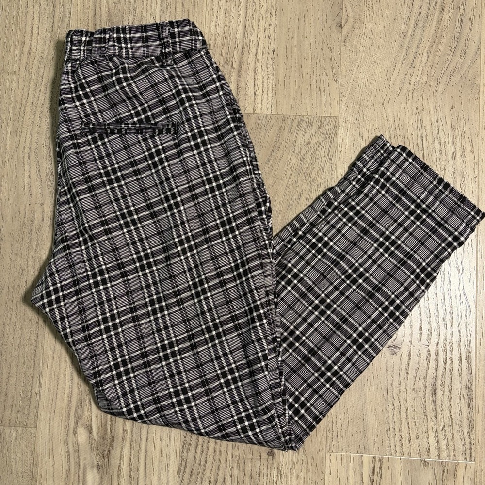 Hot Topic Emo Grunge Goth Women's Black Plaid Trouser Pants Size Small